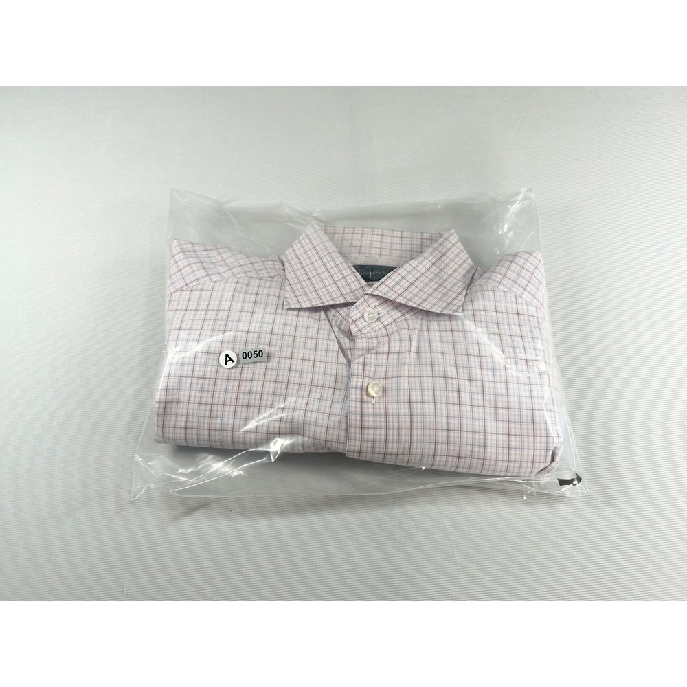 Ermenegildo Zegna Mens Regular Fit Check Dress Shirt Pink Blue White 16.5 42 - Picture 6 of 7